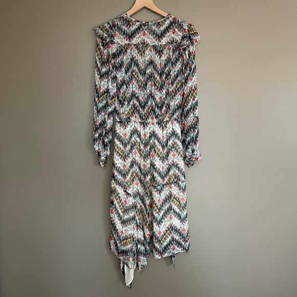 ISABEL MARANT ÉTOILE Enna Silk Chiffon Asymmetrical Dress Size XS White Black - Picture 12 of 16